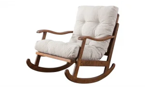 Ahşap Krem Sallanır Koltuk