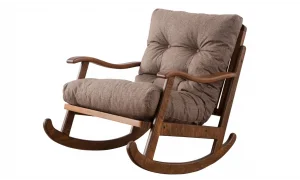 Ahşap Krem Sallanır Koltuk