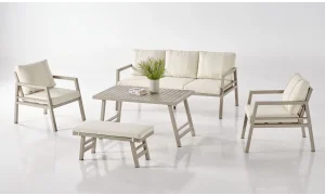 Alanya Plus Krem Üçlü Bahçe ve Balkon Takımı