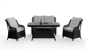 Amisos Rattan Antrasit İkili Bahçe ve Balkon Takımı