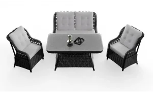 Amisos Rattan Antrasit İkili Bahçe ve Balkon Takımı