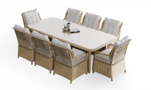 Ayder Rattan Camel 8 Kişilik Bahçe ve Balkon Takımı
