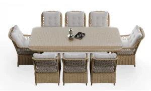 Ayder Rattan Camel 8 Kişilik Bahçe ve Balkon Takımı