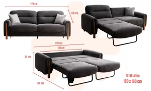 Bonna Yataklı 3lü Koltuk