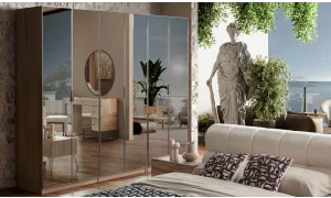 Bronz Ceviz 6 Kapaklı Gardrop