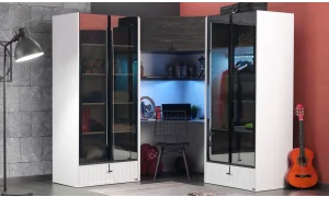 Cool Ahşap Kapaklı Köşe Dolap (Çalışma Masalı)