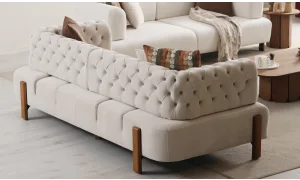 Cratos Wood Kapitoneli 3lü Koltuk