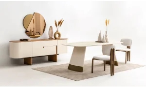 Delta Yemek Odası Takımı (Ekru-Meşe)