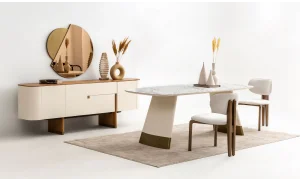 Delta Yemek Odası Takımı (Ekru-Meşe)