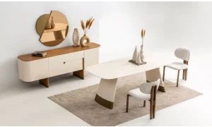 Delta Yemek Odası Takımı (Ekru-Meşe)