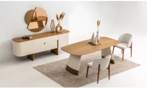 Delta Yemek Odası Takımı (Ekru-Meşe)