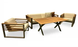 Fence Plus İroko Bahçe ve Balkon Takımı (Krem)