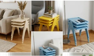 Kavis 3lü Zigon Sehpa - Krem