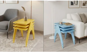 Kavis 3lü Zigon Sehpa - Krem