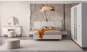 Nervür Beyaz Yatak Odası Takımı