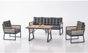 Palma Antrasit Üçlü Bahçe ve Balkon Takımı