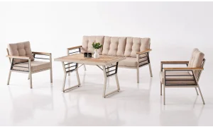 Praga Krem Üçlü Bahçe ve Balkon Takımı