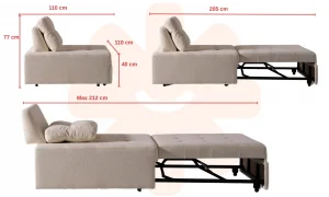 Rest Açılır Yataklı Tekli Krem Koltuk