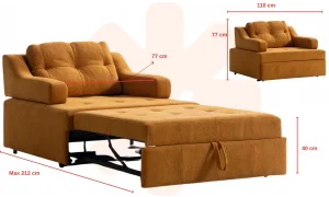 Rest Kollu Açılır Yataklı Tekli Hardal Koltuk