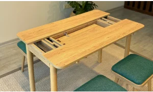 Rondo Mini Açılır Mutfak Masası Takımı - Karina Meşe Yeşil Renk