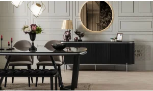 Tesla Yemek Odası Takımı (Black&Silver)