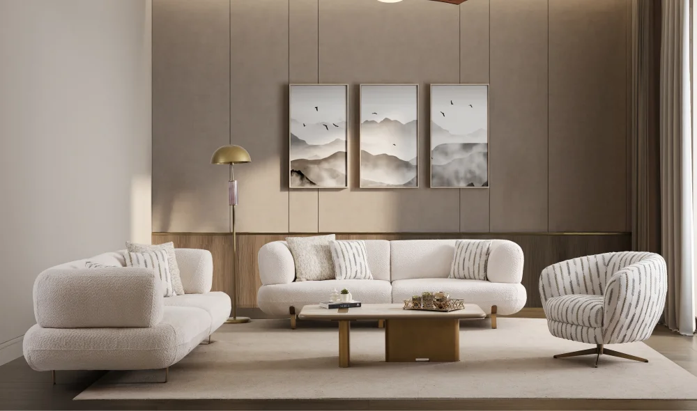 Manetti Yataklı Krem Koltuk Takımı