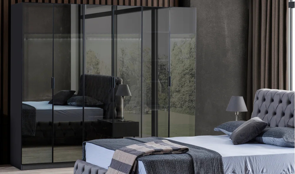 Bronze Antrasit 6 Kapaklı Gardrop