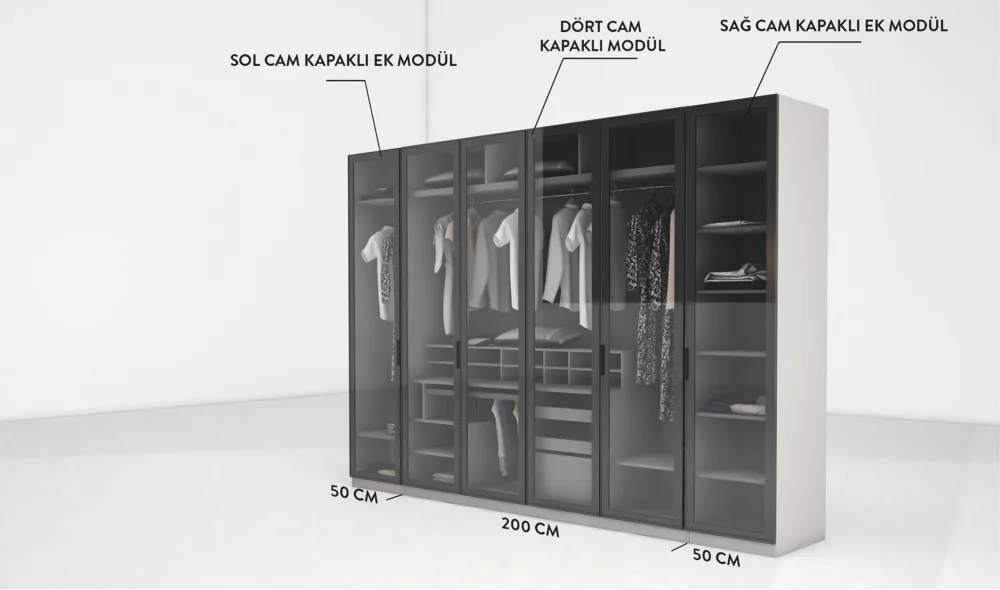 Defne 4 Kapaklı Gardrop