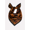 Koyu Leopar Desenli Saten Fular