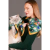Renkli Kedi Desenli Saten Fular