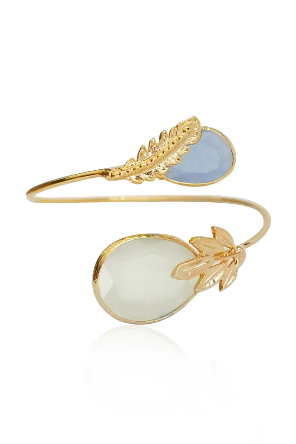 Açık Mavi Doğal Taşlı Yaprak Bilezik