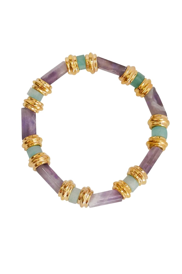 Ametist Aventurin Doğal Taşlı Bileklik