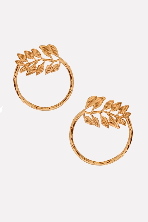 Defne Yaprağı Daire Küpe