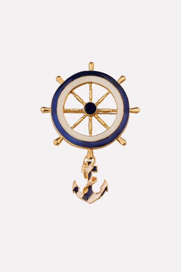 Denizci Dümen Çapa Broş