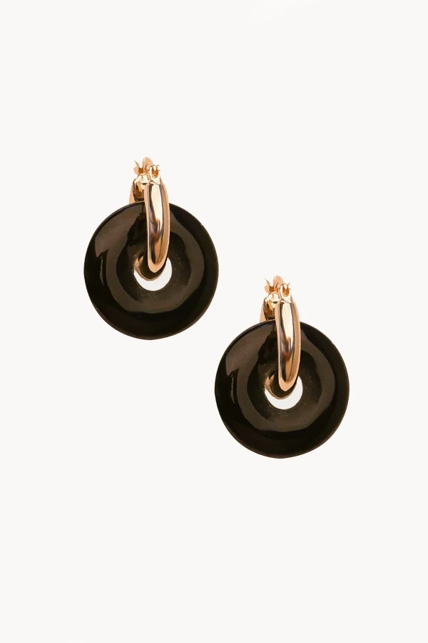 Doğal Oniks Taşlı Daire Halka Küpe