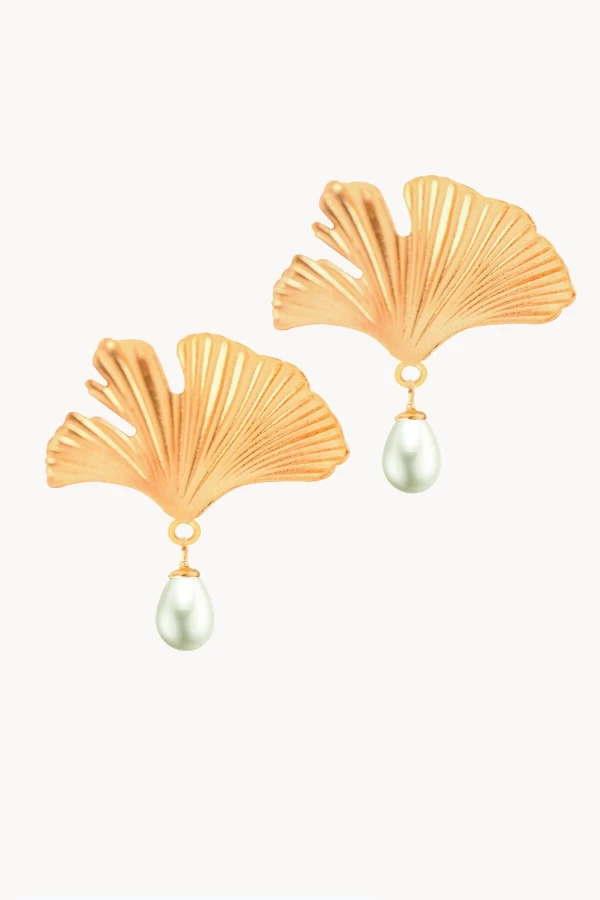Ginkgo Biloba İnci Küpe
