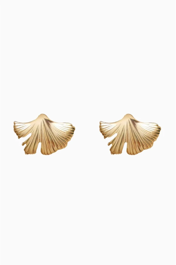 Ginkgo Küpe Altın Kaplama
