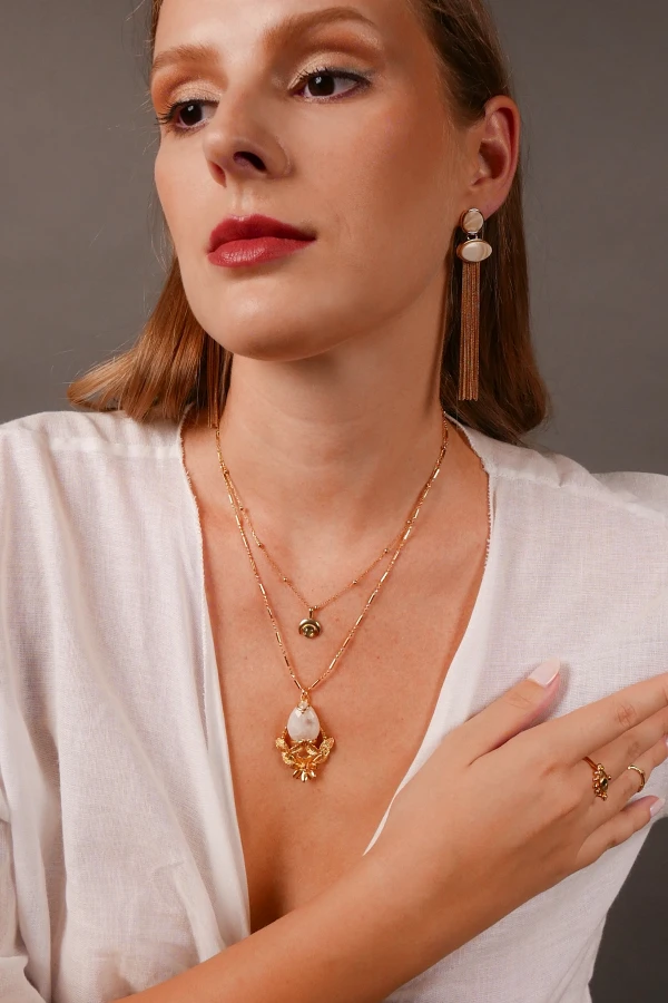 Hilal Yeşil Turmalin 925 Gümüş Kolye