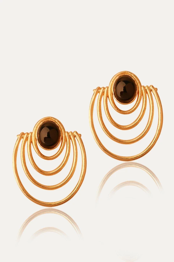 Oniks Taşlı Geometrik Küpe