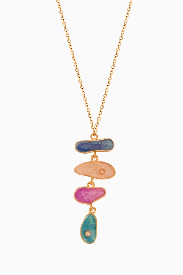 Renkli Mineli İnci Kolye