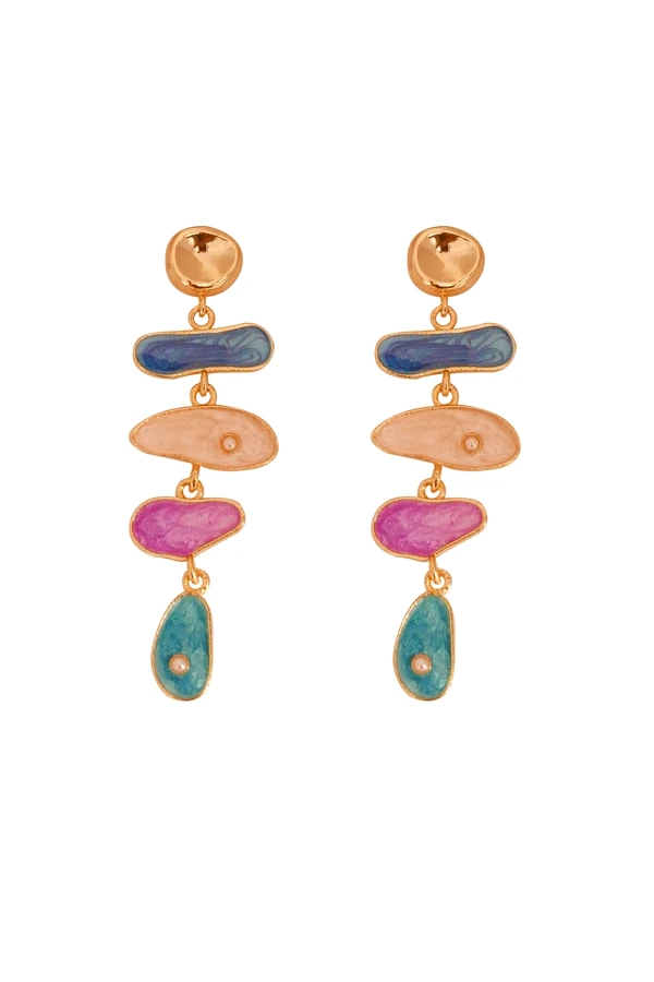 Renkli Mineli İnci Küpe