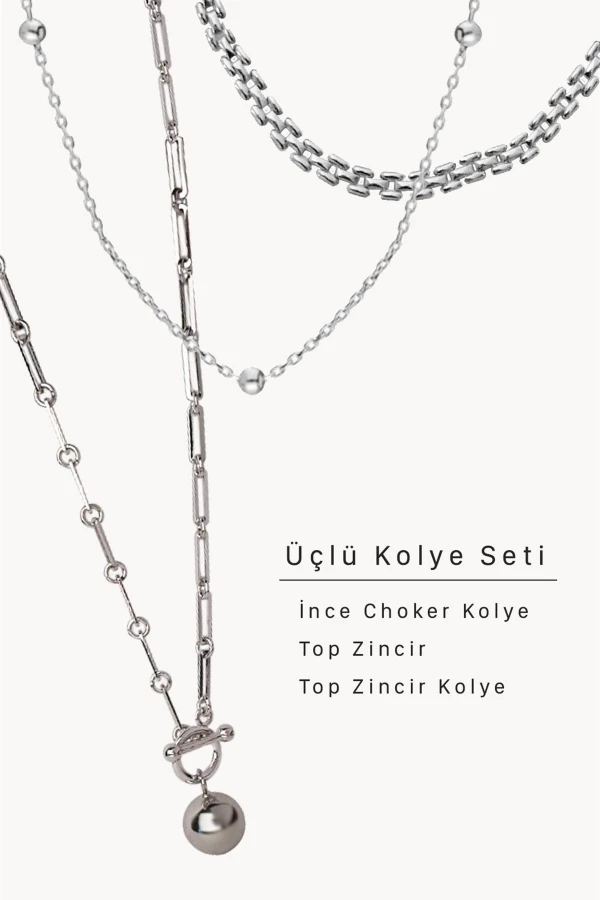 Üçlü Zincir Kolye Seti-2