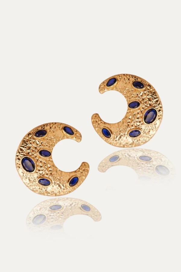 Yarım Ay Mavi Zirkon Küpe