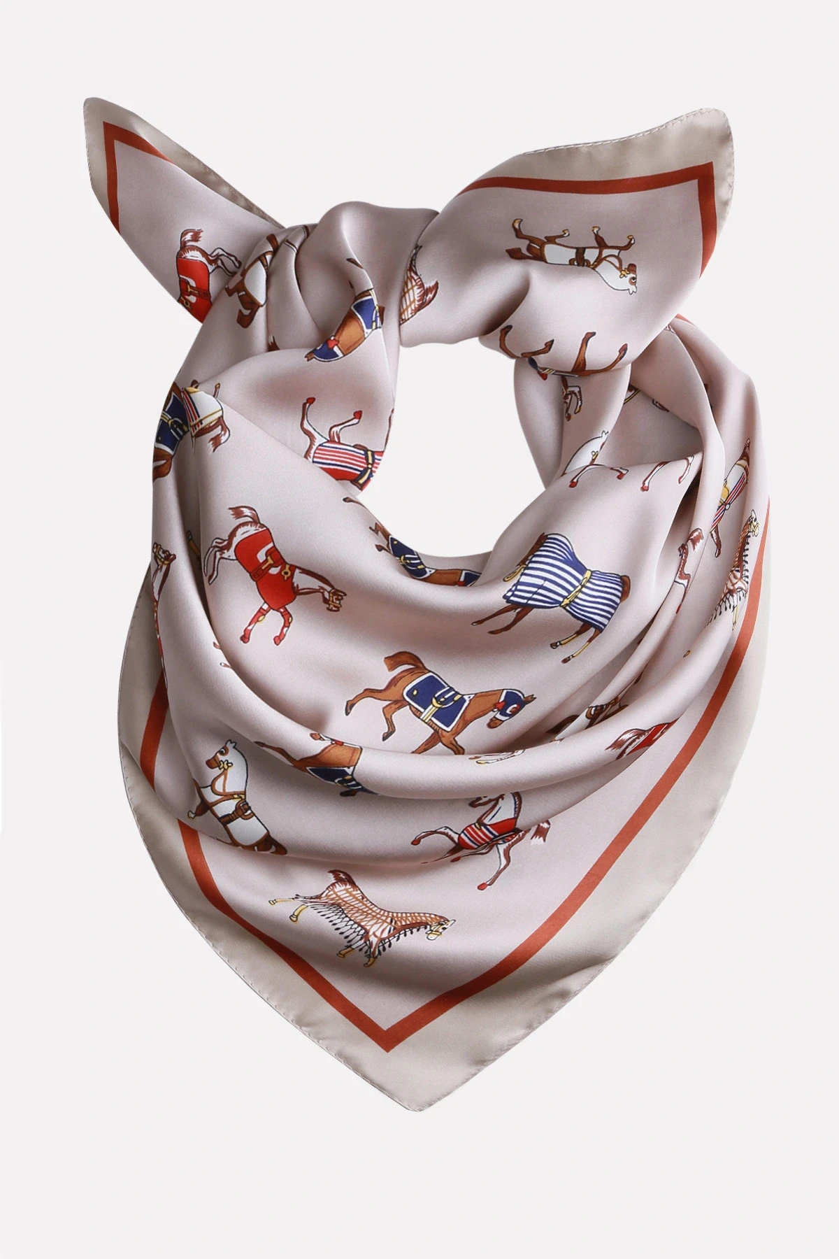 Ekru At Desenli Fular