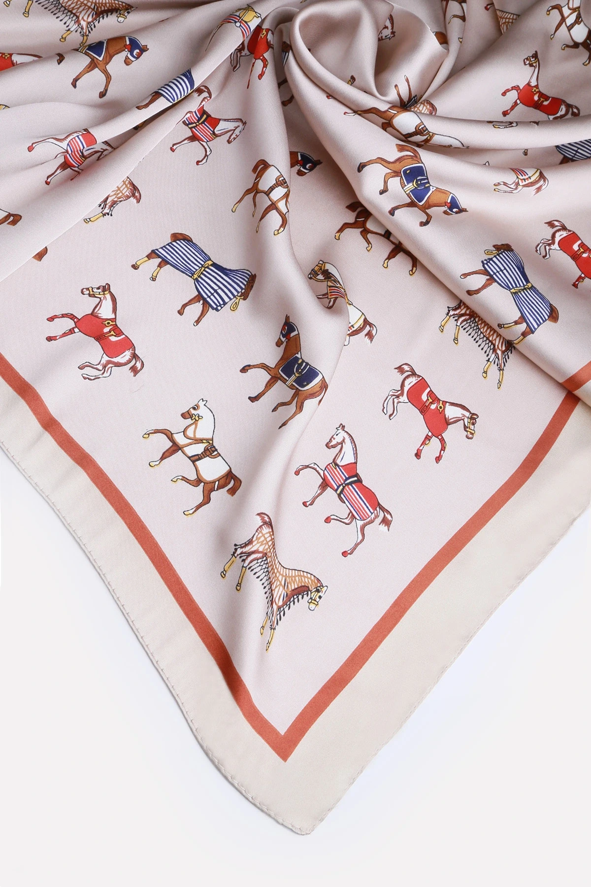 Ekru At Desenli Fular