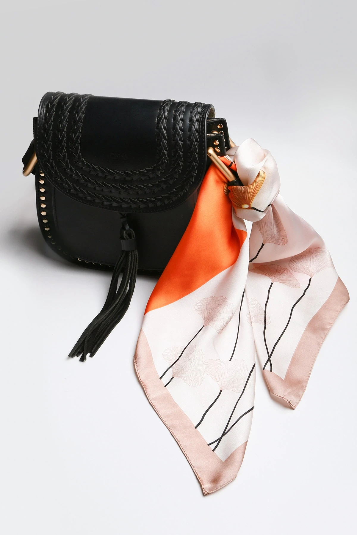 Ginkgo Biloba Yaprak Desenli Fular