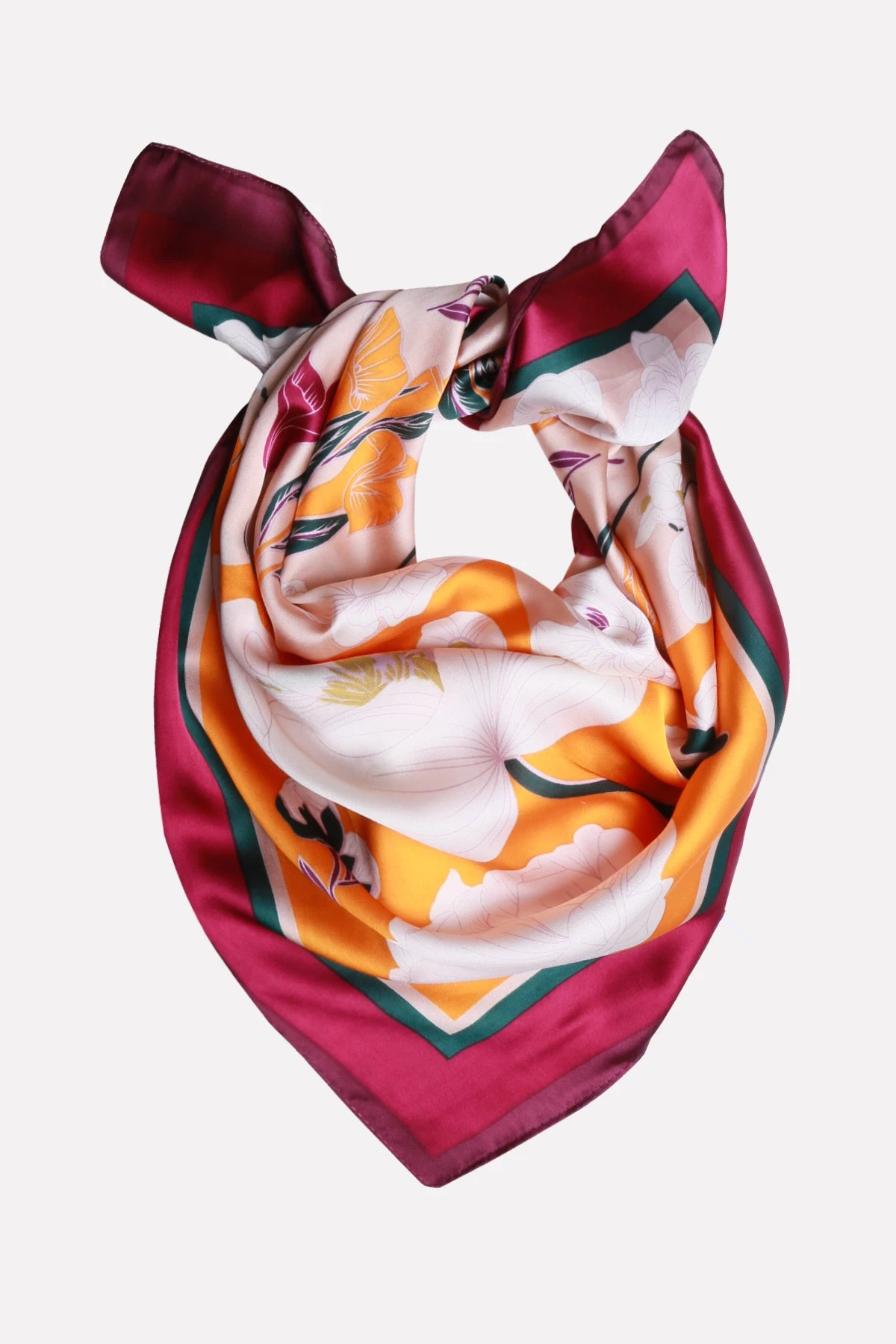 Renkli Desenli Saten Fular