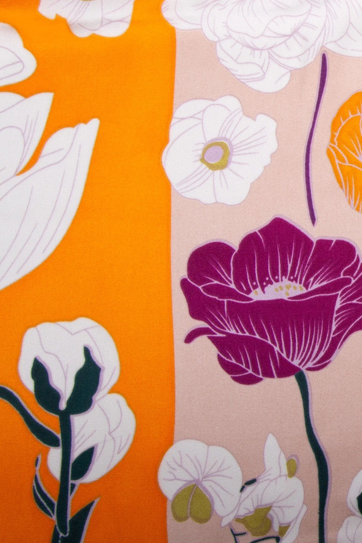 Renkli Desenli Saten Fular