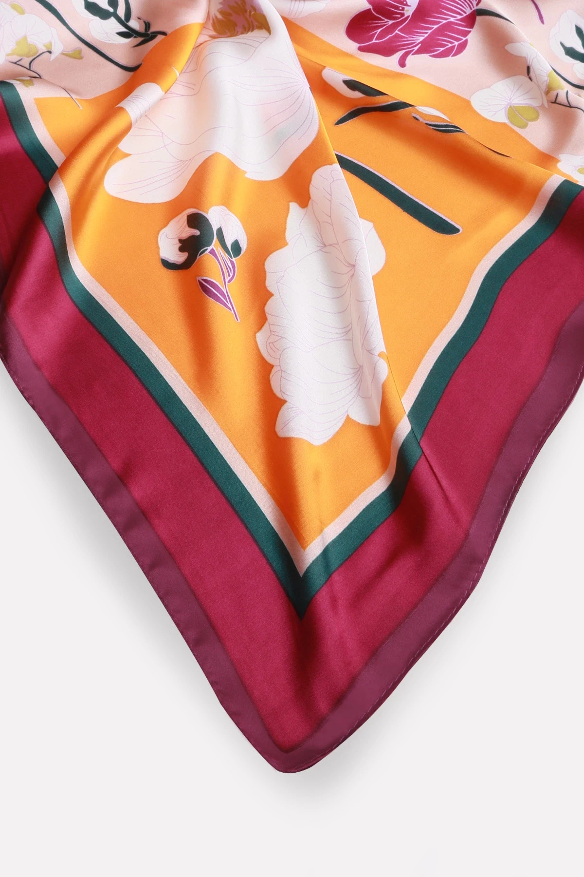 Renkli Desenli Saten Fular