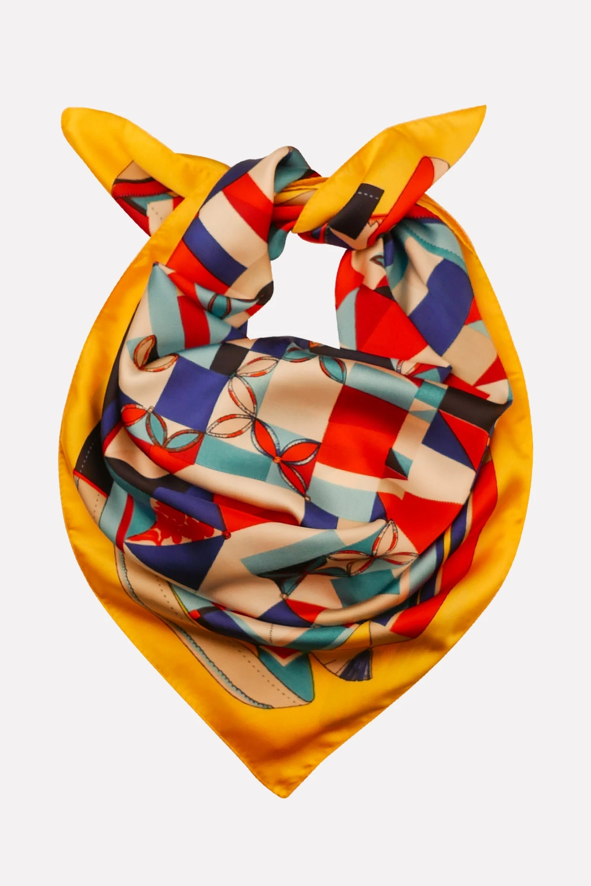 Renkli Geometrik Desenli Fular